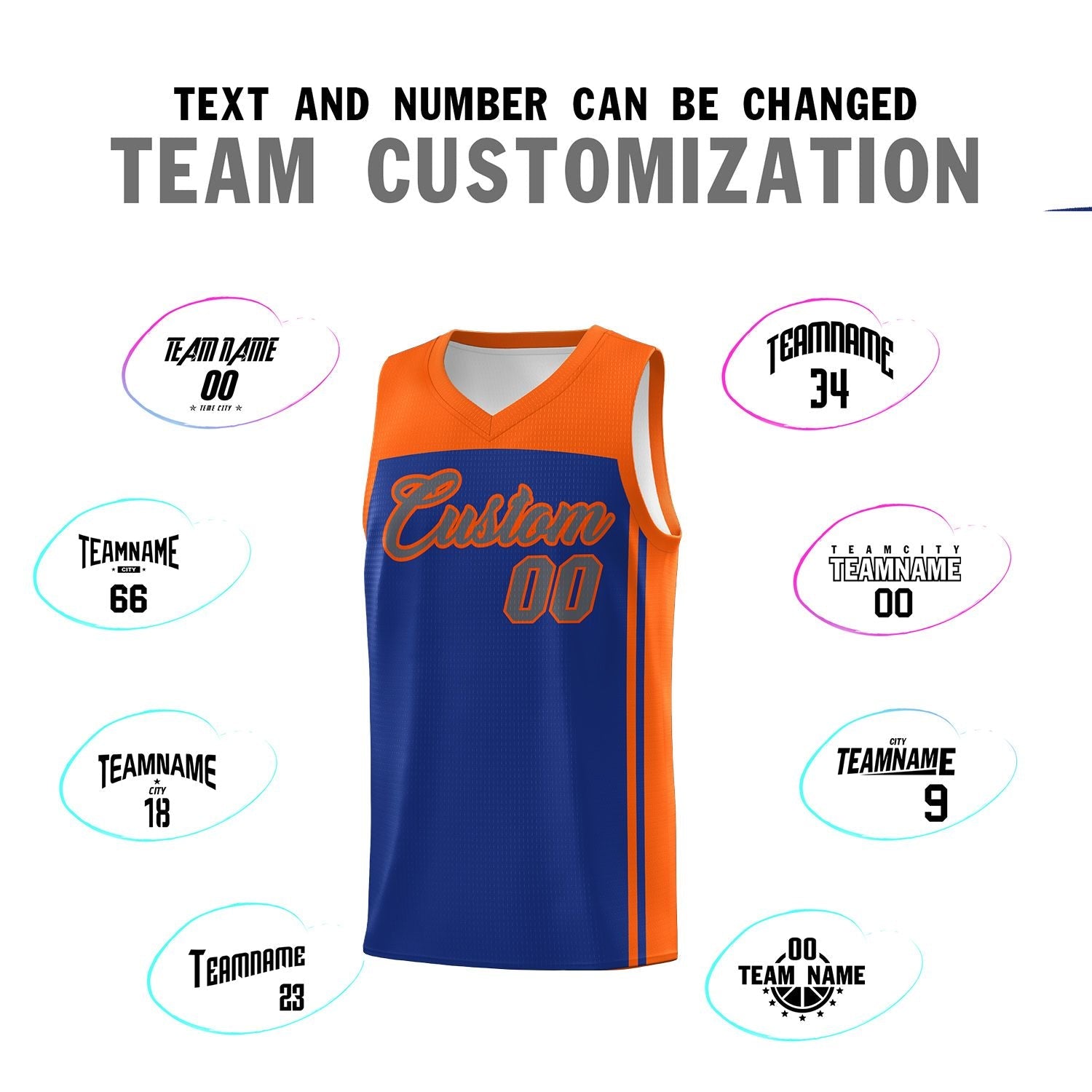 Custom Royal Orange Classic Sets Sports Uniform Basketball Jersey