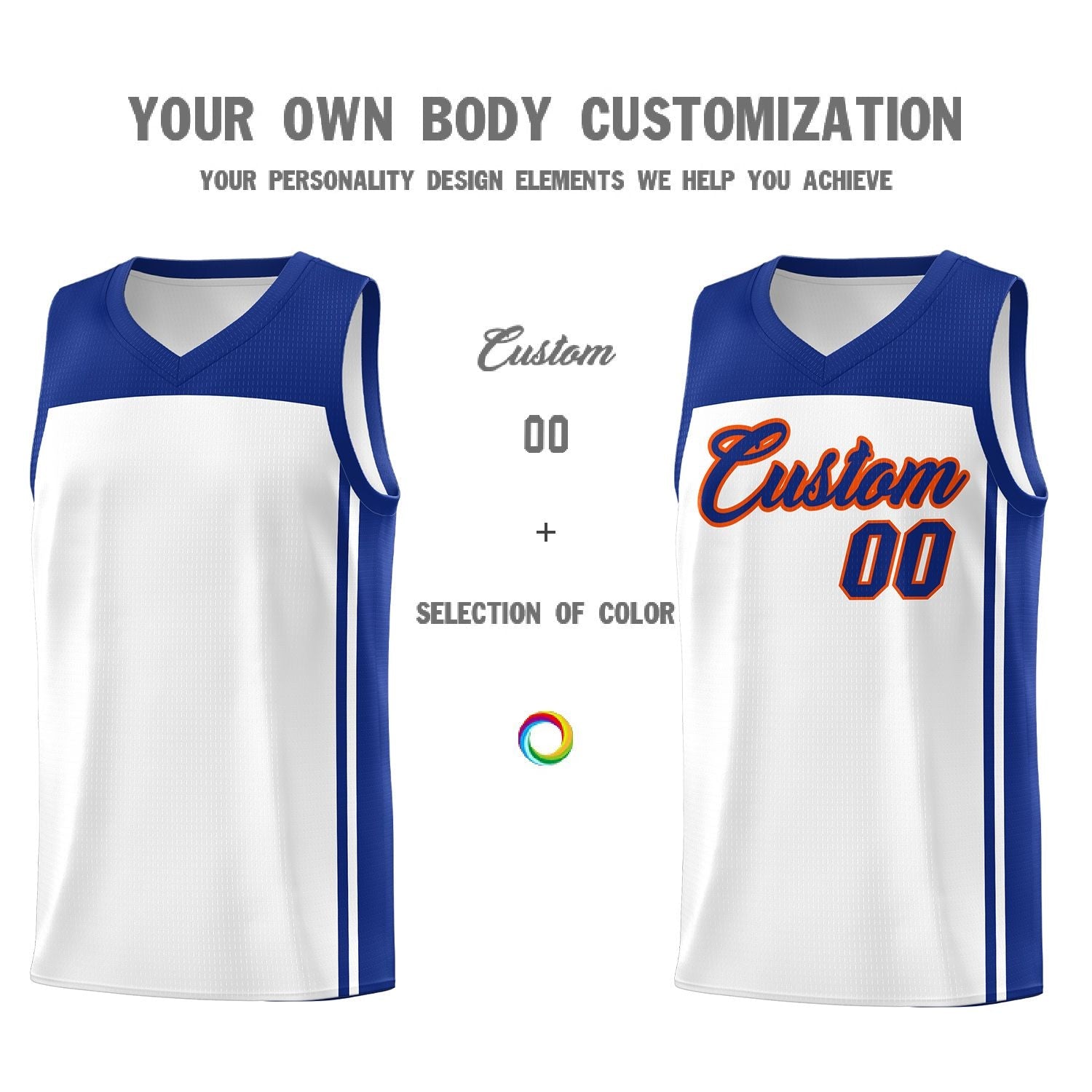 Custom White Royal Classic Sets Sports Uniform Basketball Jersey