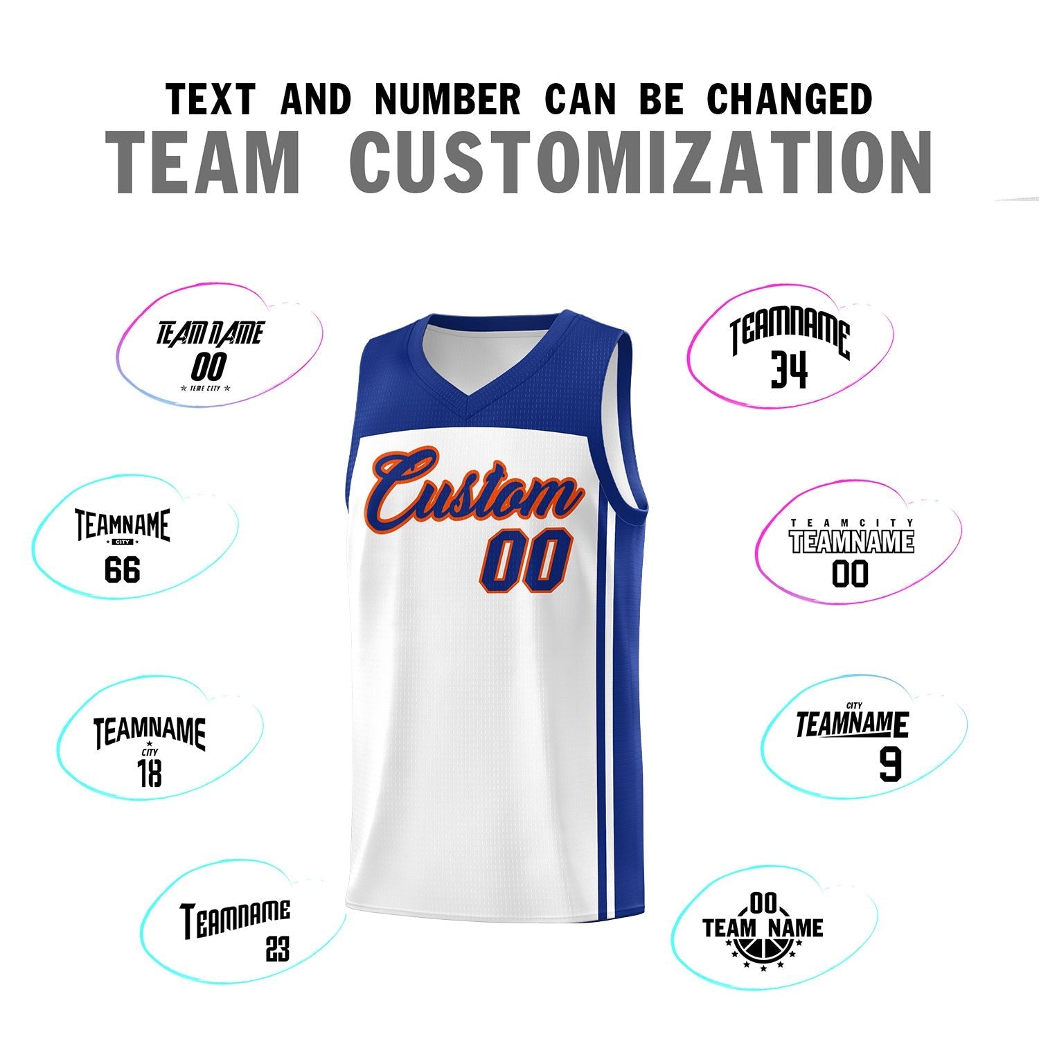 Custom White Royal Classic Sets Sports Uniform Basketball Jersey