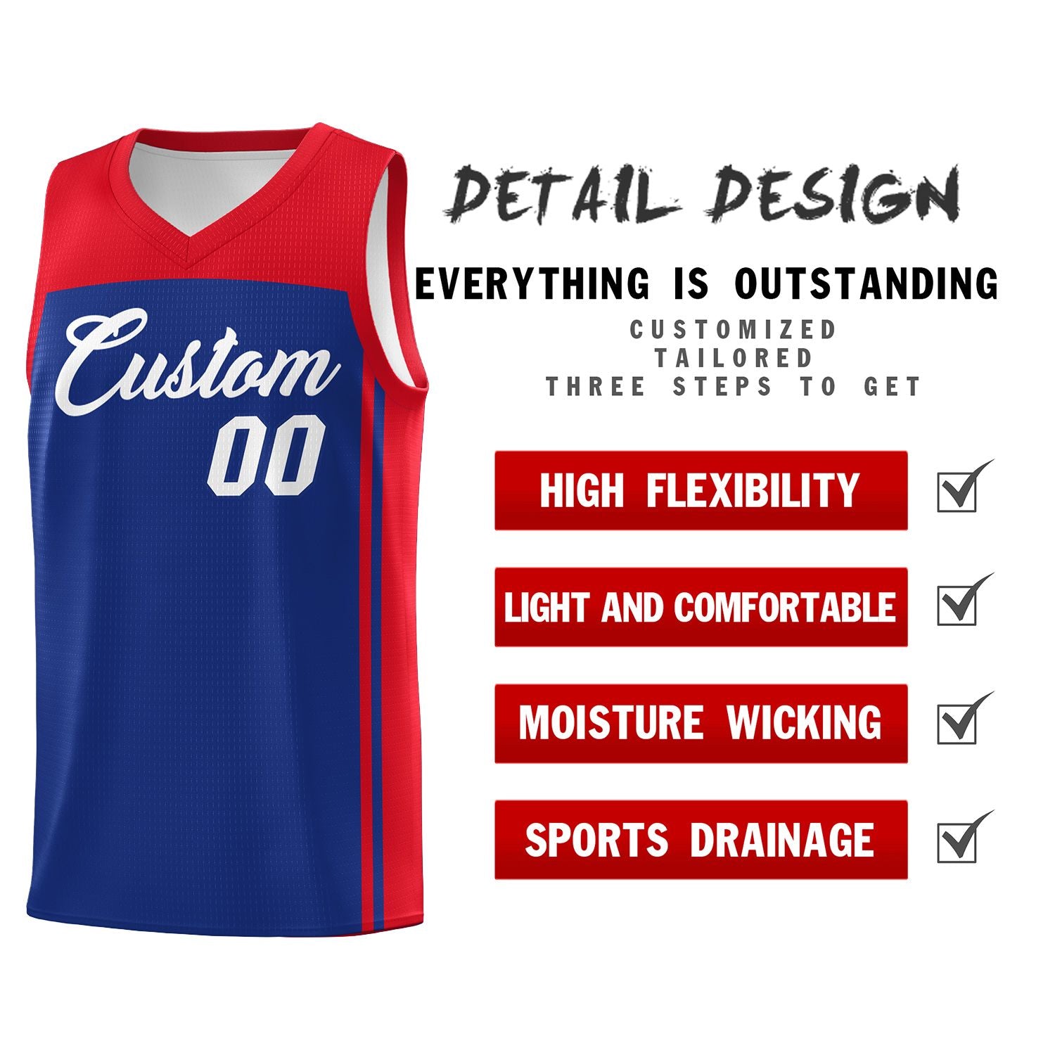 Custom Royal Red Classic Sets Sports Uniform Basketball Jersey