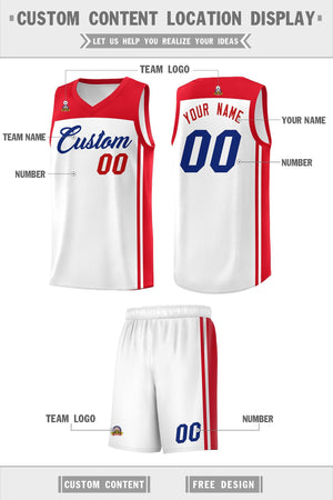 Custom White Red Classic Sets Sports Uniform Basketball Jersey