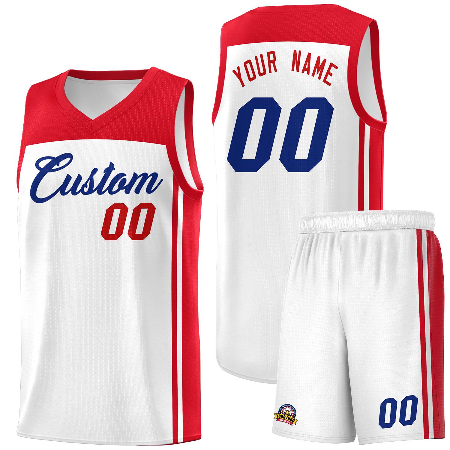 Custom White Red Classic Sets Sports Uniform Basketball Jersey