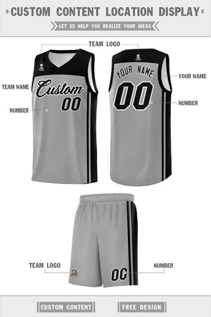 Custom Grey Black Classic Sets Sports Uniform Basketball Jersey