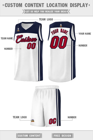 Custom White Navy Classic Sets Sports Uniform Basketball Jersey