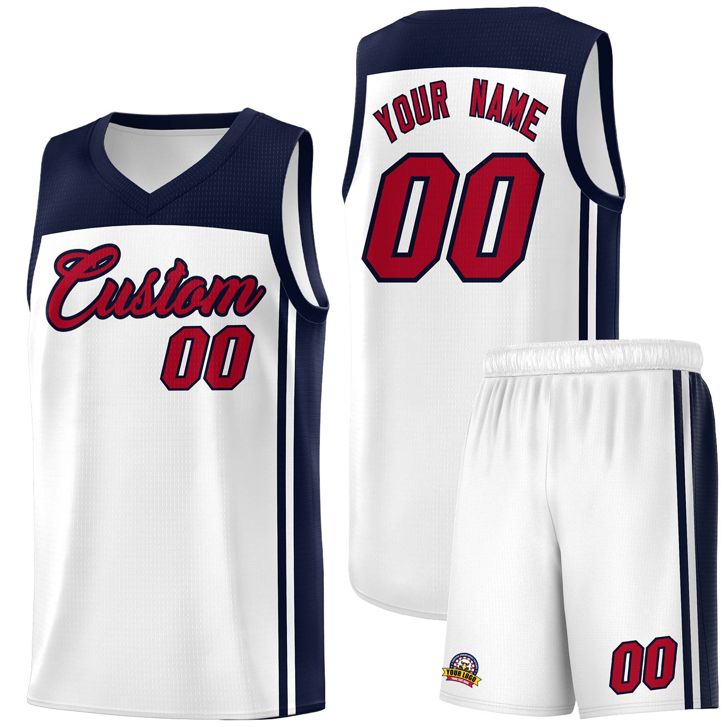 Custom White Navy Classic Sets Sports Uniform Basketball Jersey