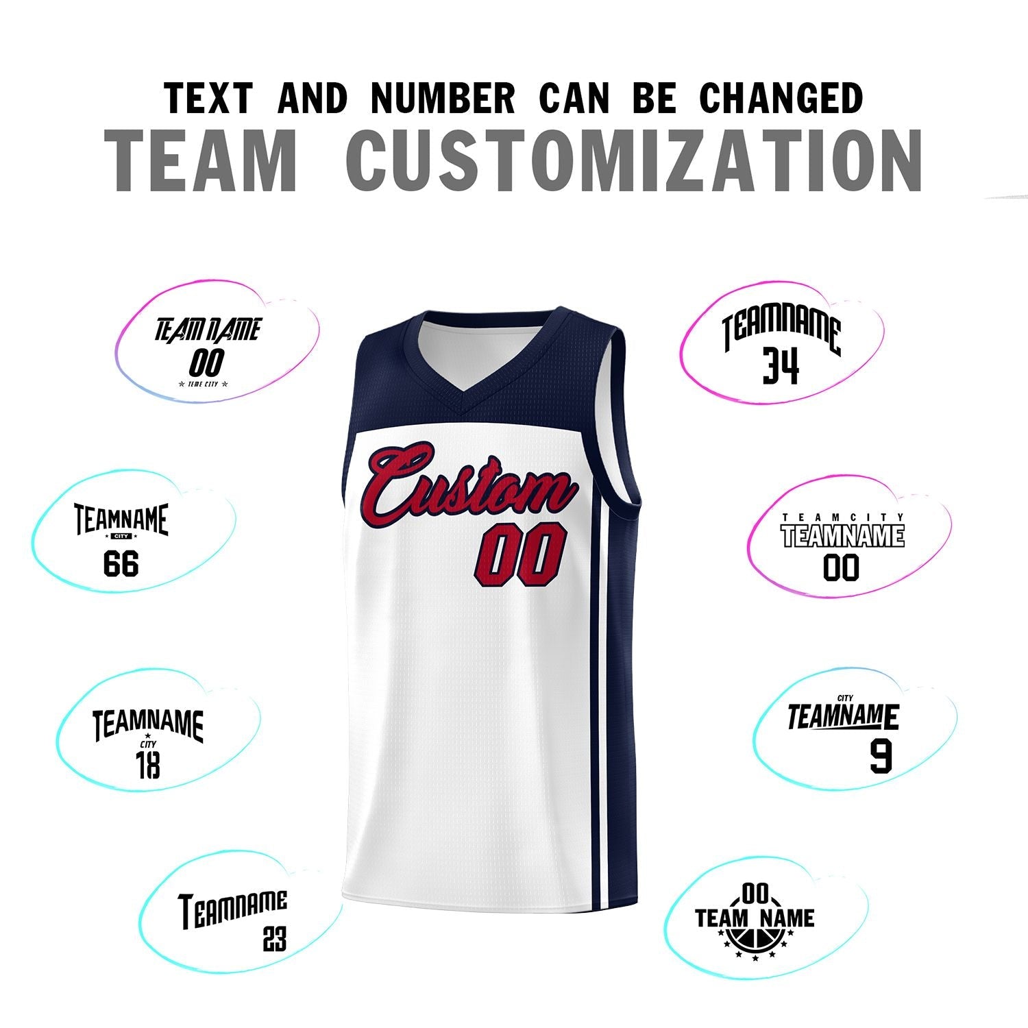 Custom White Navy Classic Sets Sports Uniform Basketball Jersey