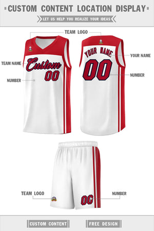 Custom White Red Classic Sets Sports Uniform Basketball Jersey