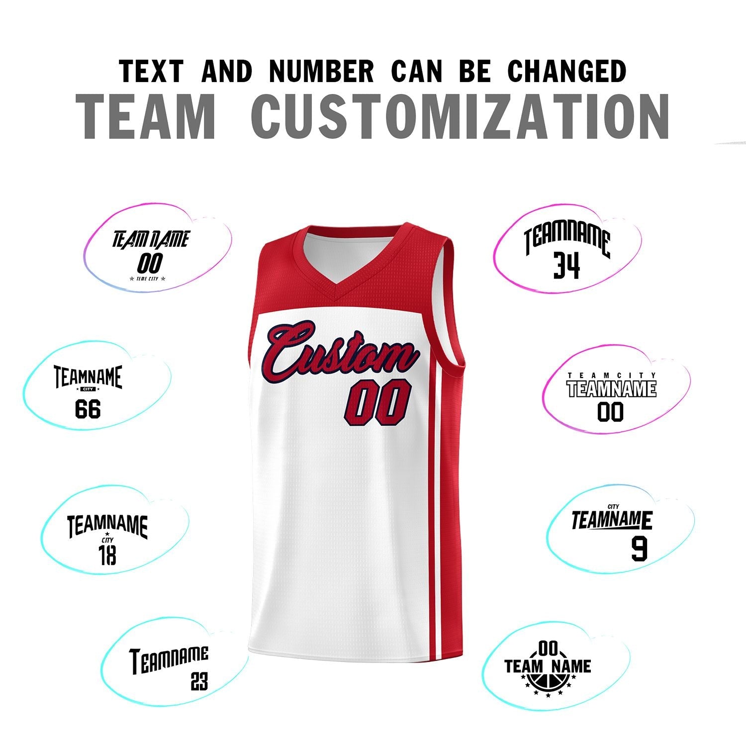 Custom White Red Classic Sets Sports Uniform Basketball Jersey