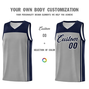 Custom Grey Navy Classic Sets Sports Uniform Basketball Jersey