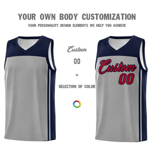 Custom Grey Navy Classic Sets Sports Uniform Basketball Jersey