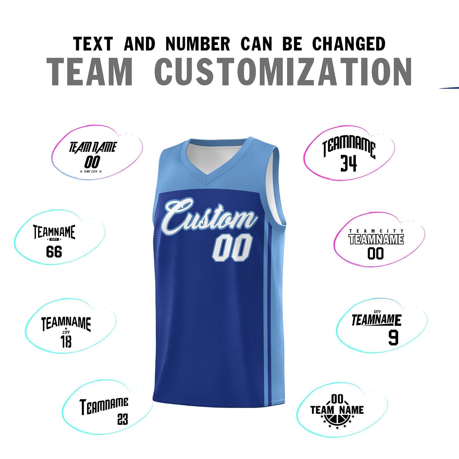 Custom Royal Light Blue Classic Sets Sports Uniform Basketball Jersey