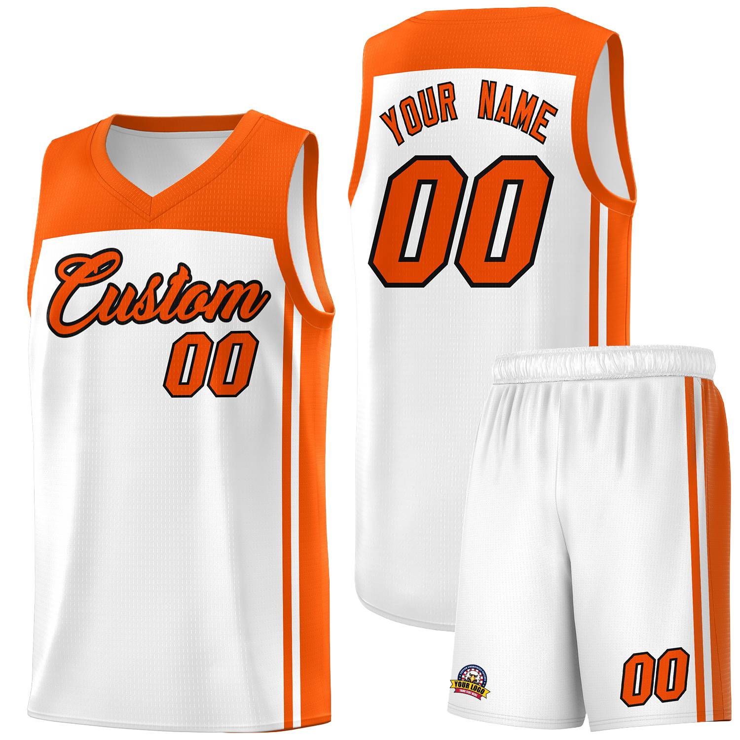 Custom White Orange Classic Sets Sports Uniform Basketball Jersey