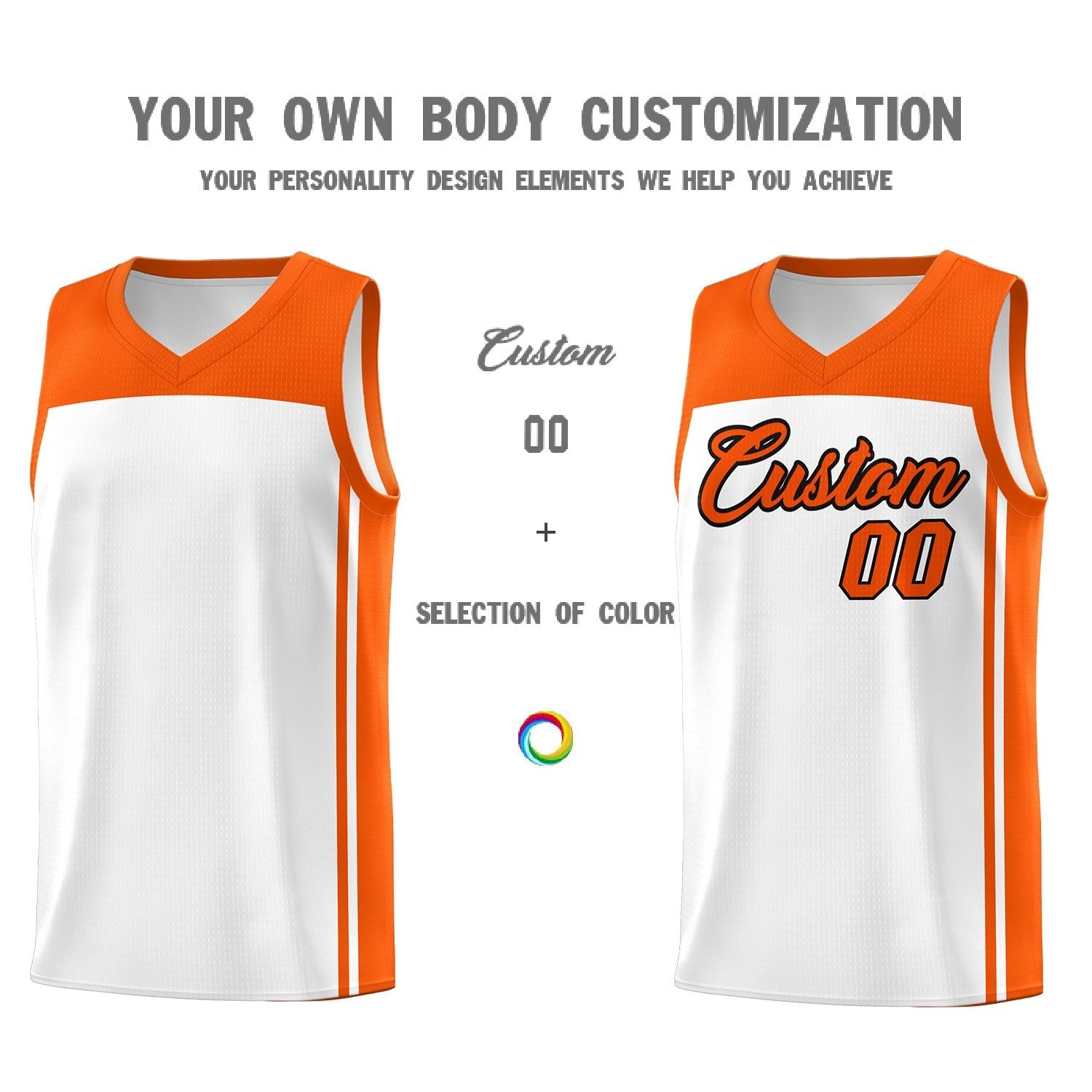 Custom White Orange Classic Sets Sports Uniform Basketball Jersey