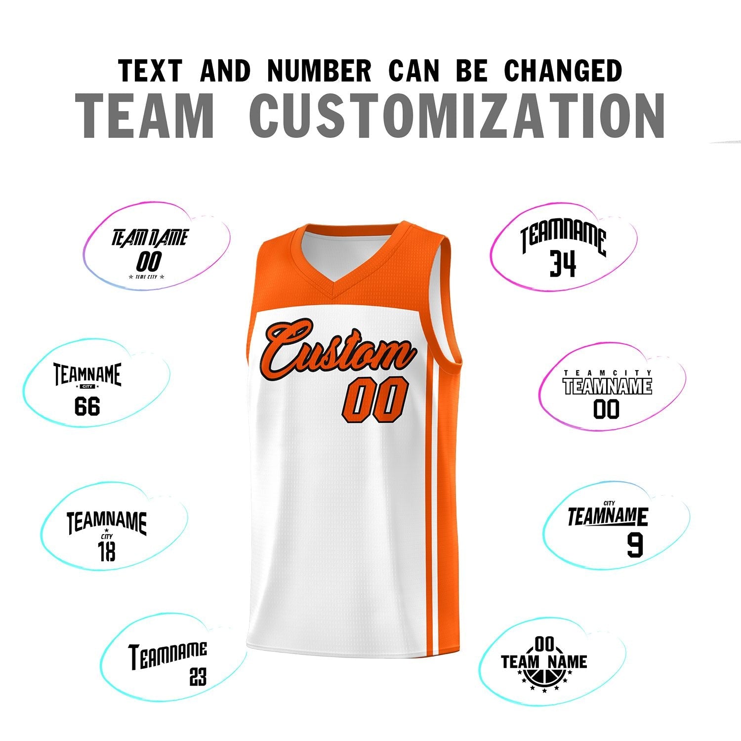 Custom White Orange Classic Sets Sports Uniform Basketball Jersey