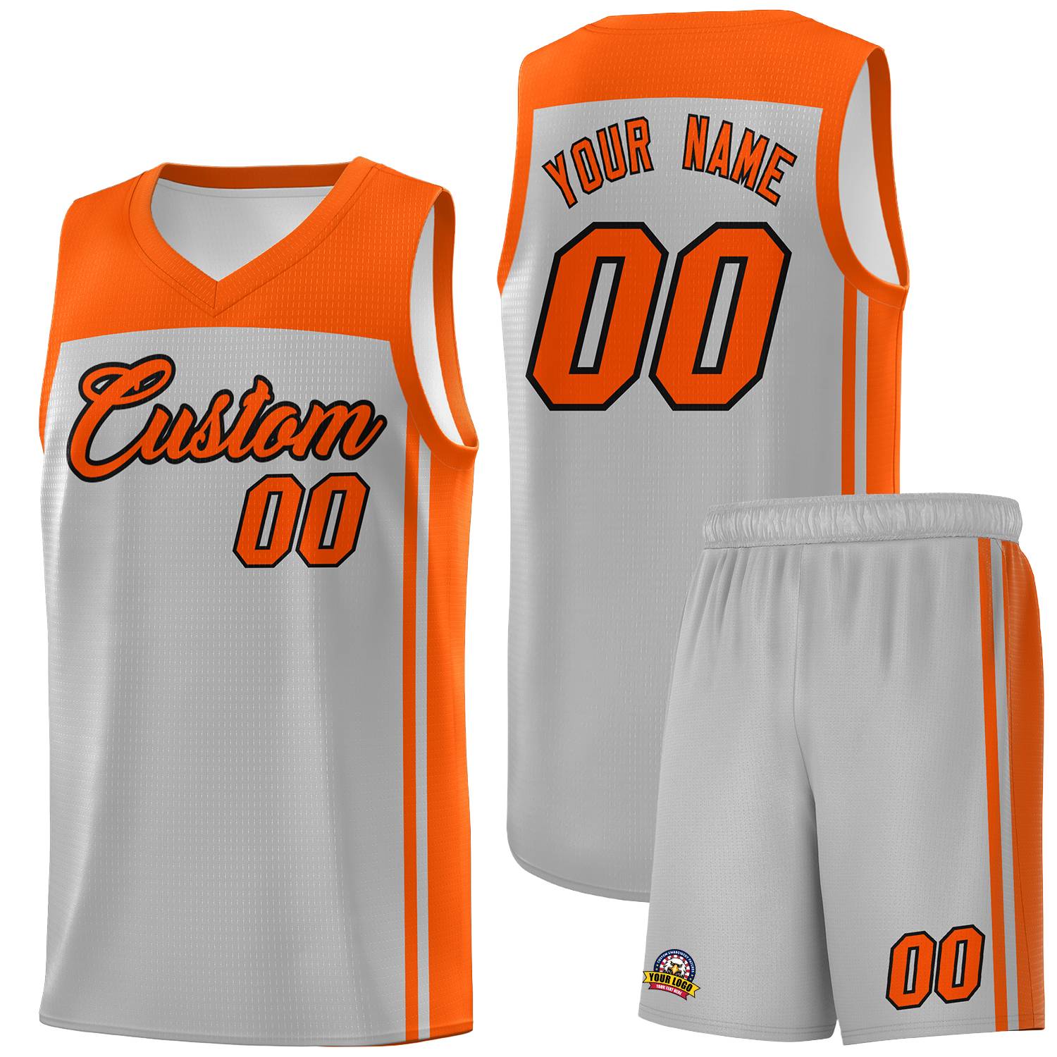 Custom Grey Orange Classic Sets Sports Uniform Basketball Jersey