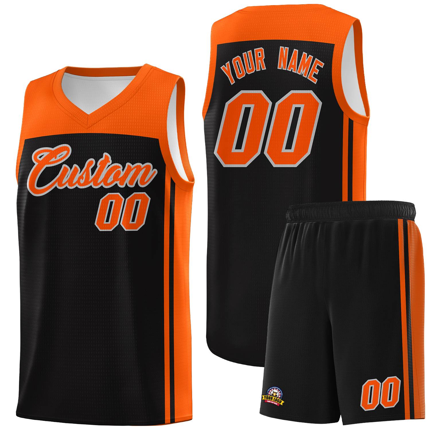 Custom Black Orange Classic Sets Sports Uniform Basketball Jersey