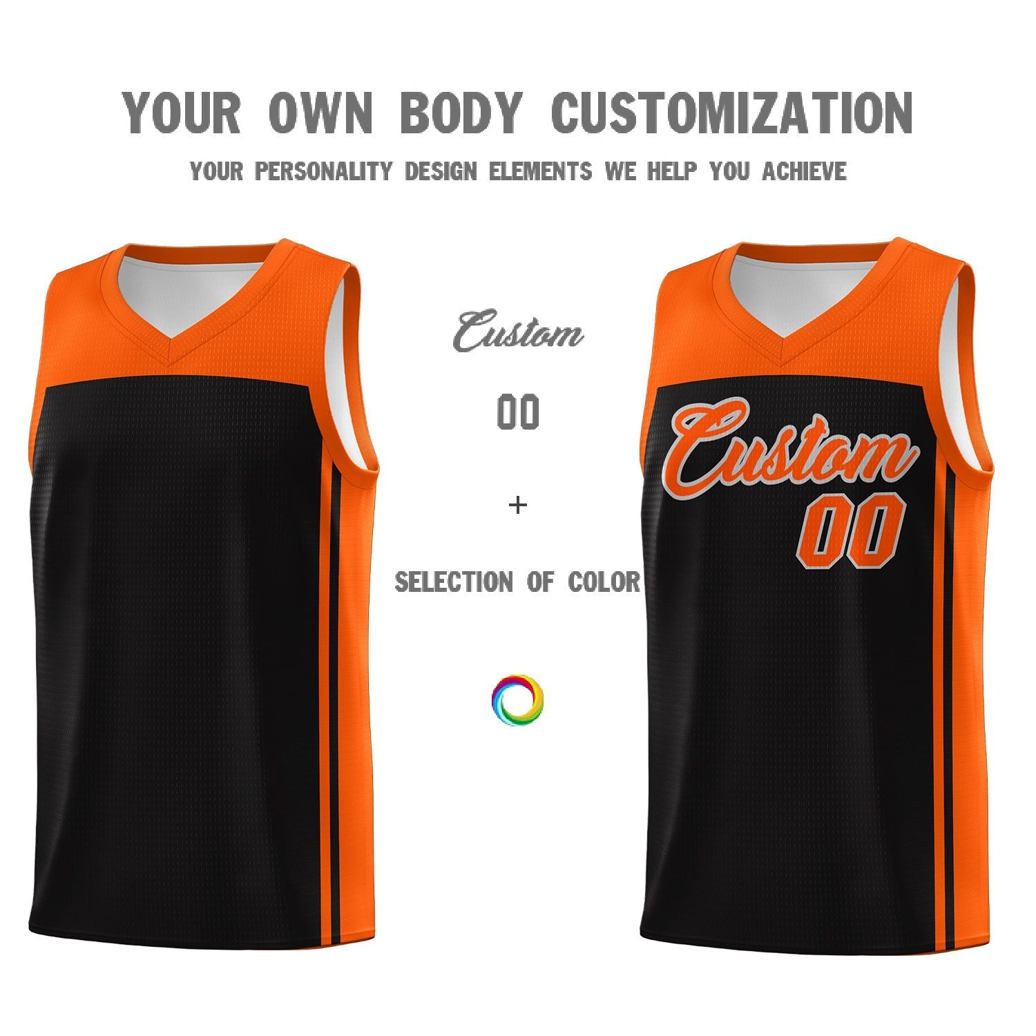 Custom Black Orange Classic Sets Sports Uniform Basketball Jersey