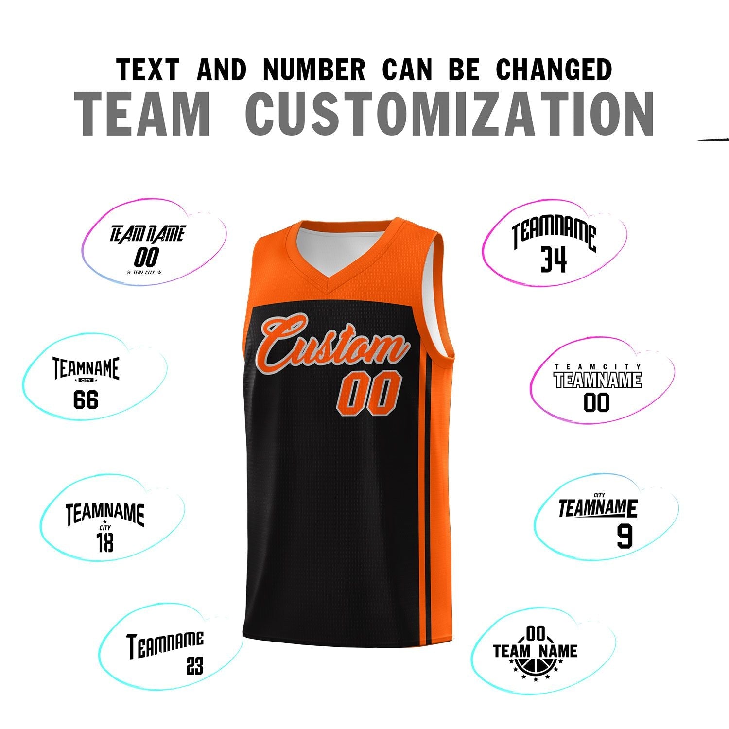 Custom Black Orange Classic Sets Sports Uniform Basketball Jersey