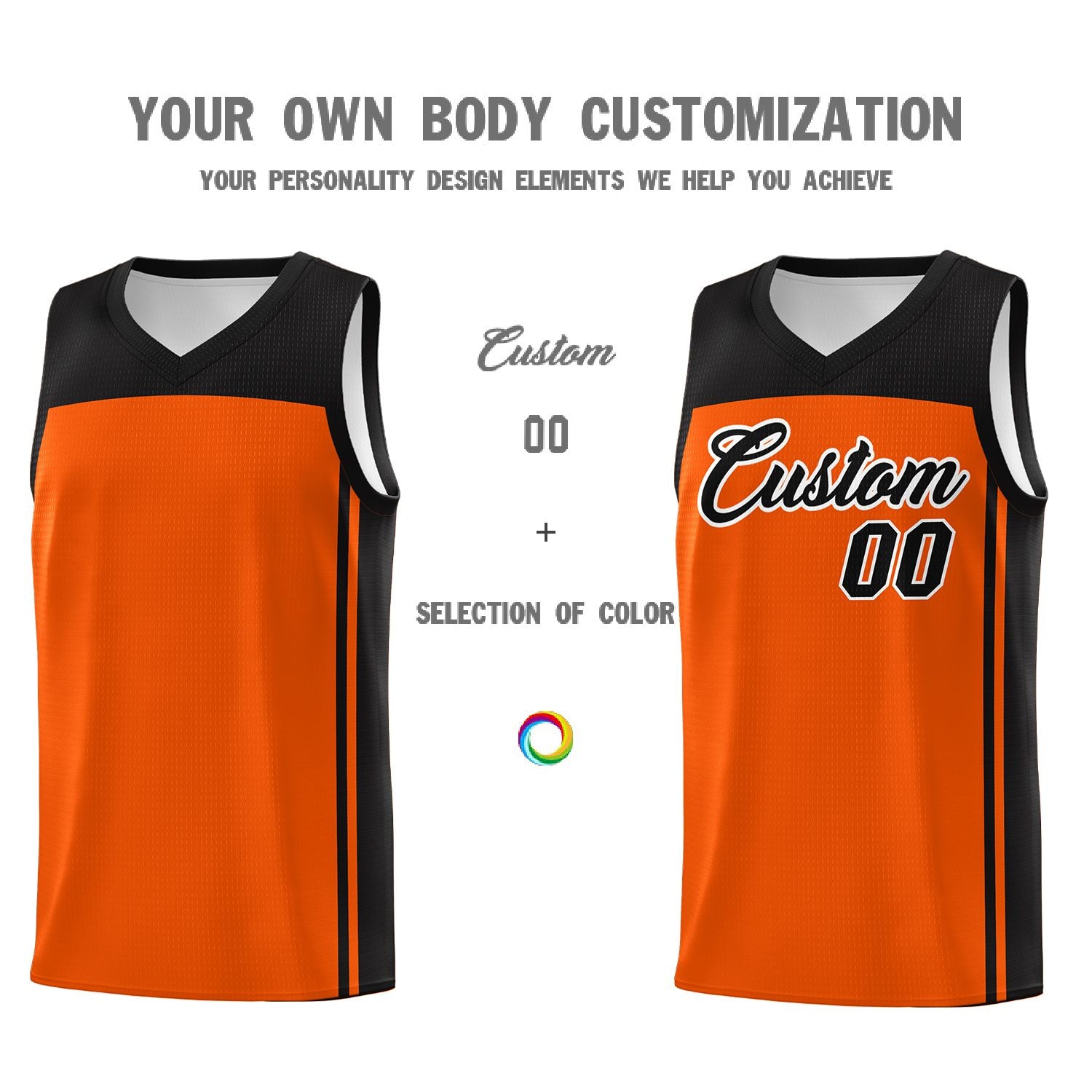 Custom Orange Black Classic Sets Sports Uniform Basketball Jersey