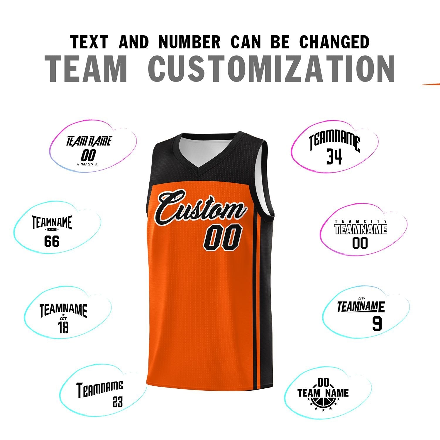 Custom Orange Black Classic Sets Sports Uniform Basketball Jersey