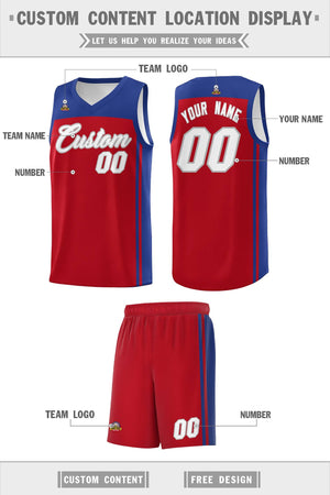 Custom Red Royal Classic Sets Sports Uniform Basketball Jersey