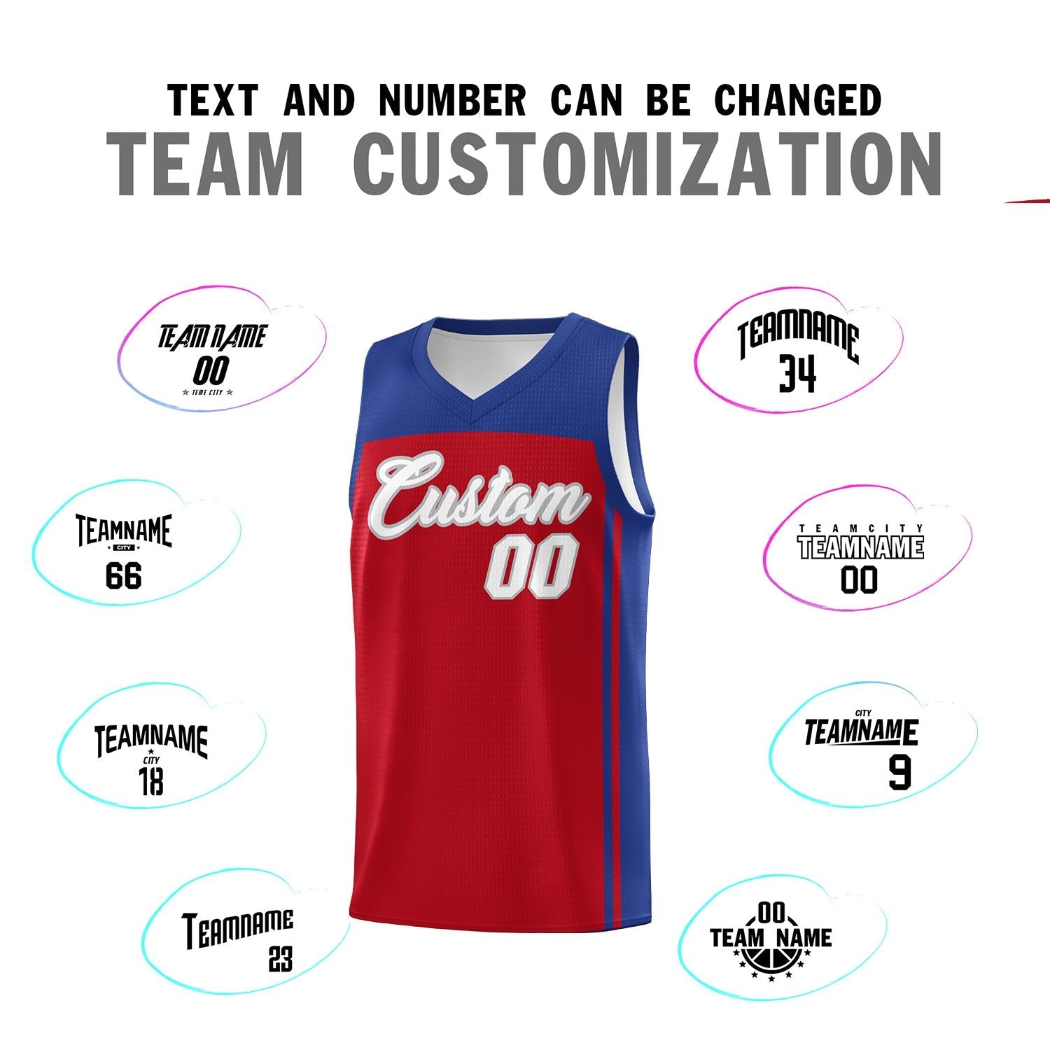 Custom Red Royal Classic Sets Sports Uniform Basketball Jersey