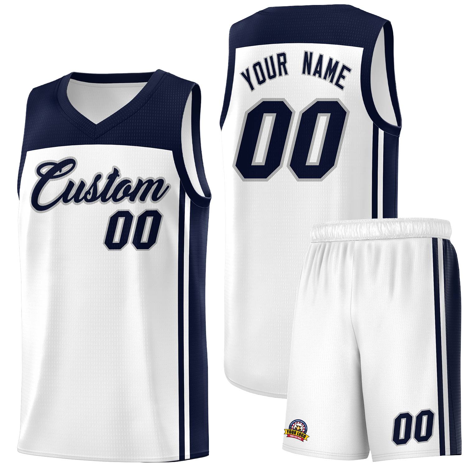 Custom White Navy Classic Sets Sports Uniform Basketball Jersey