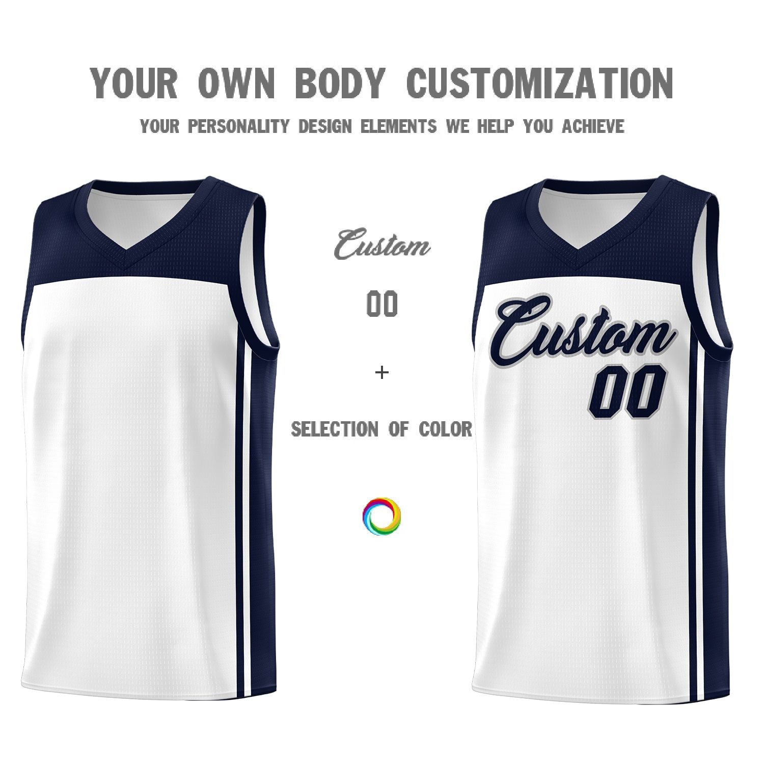 Custom White Navy Classic Sets Sports Uniform Basketball Jersey