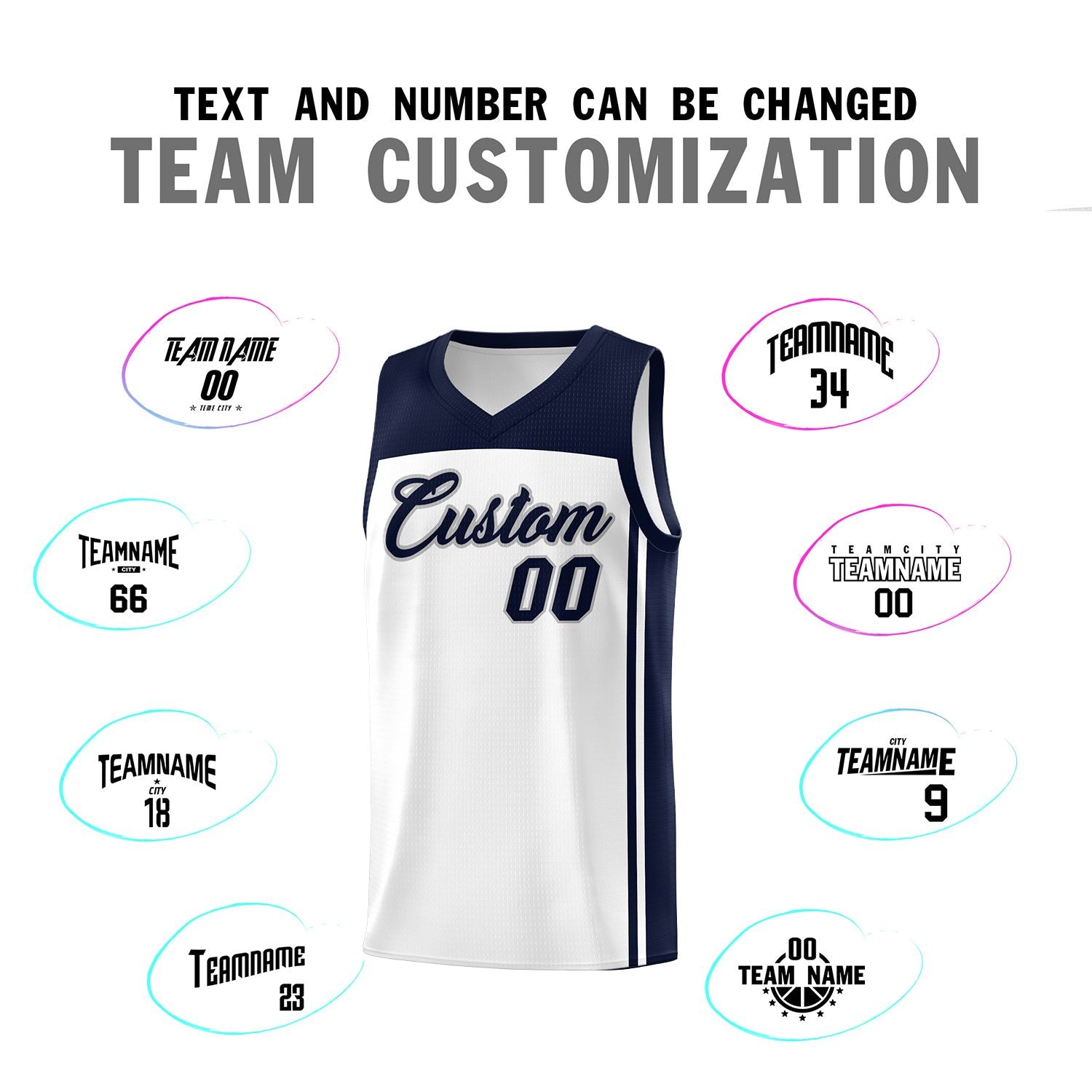 Custom White Navy Classic Sets Sports Uniform Basketball Jersey