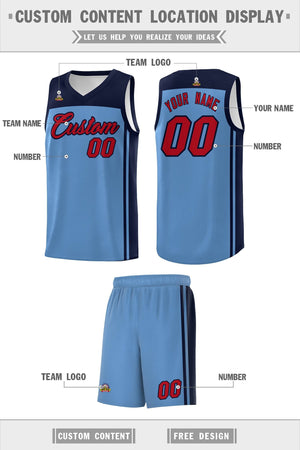 Custom Light Blue Navy Classic Sets Sports Uniform Basketball Jersey