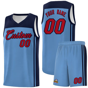 Custom Light Blue Navy Classic Sets Sports Uniform Basketball Jersey