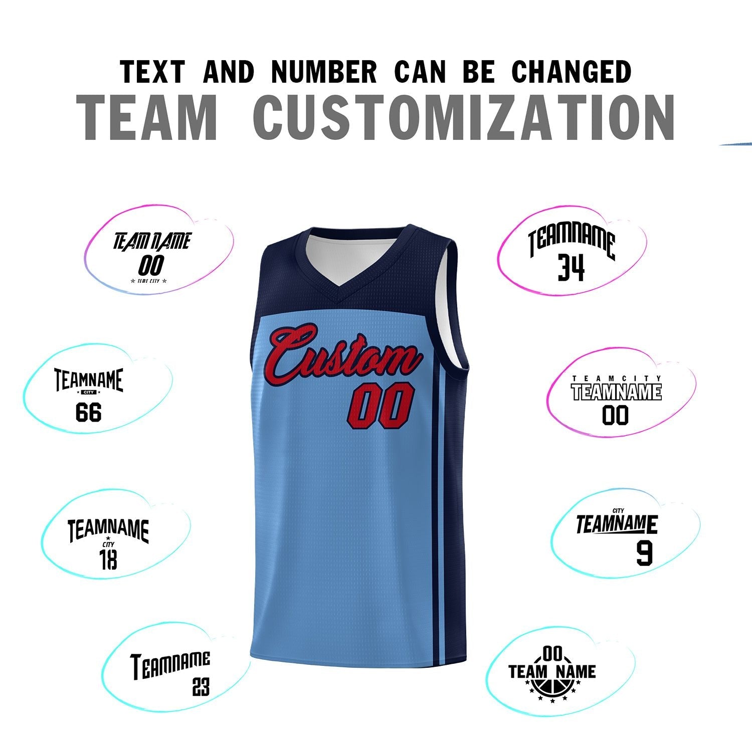 Custom Light Blue Navy Classic Sets Sports Uniform Basketball Jersey