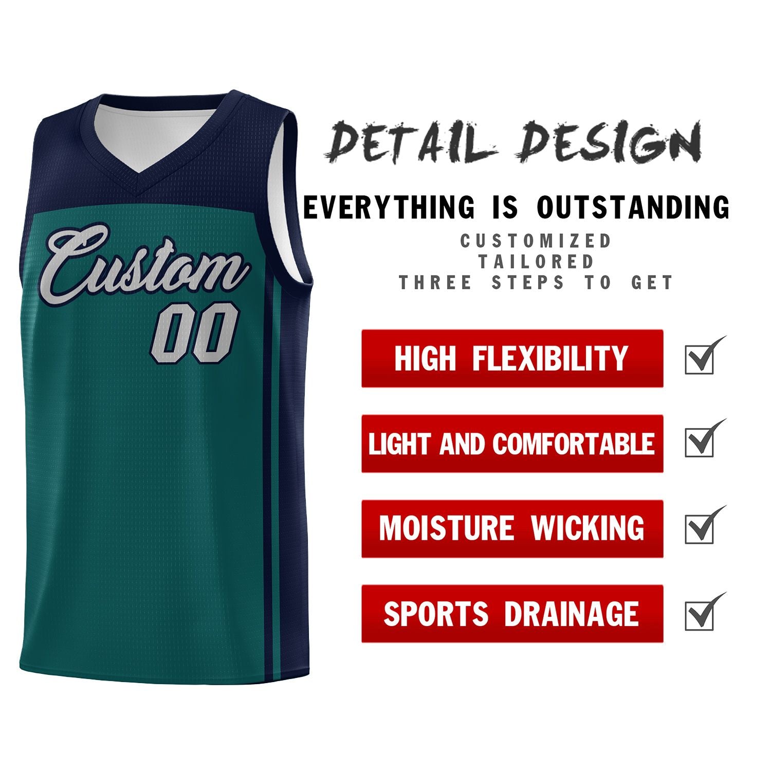 Custom Midnight Green Navy Classic Sets Sports Uniform Basketball Jersey