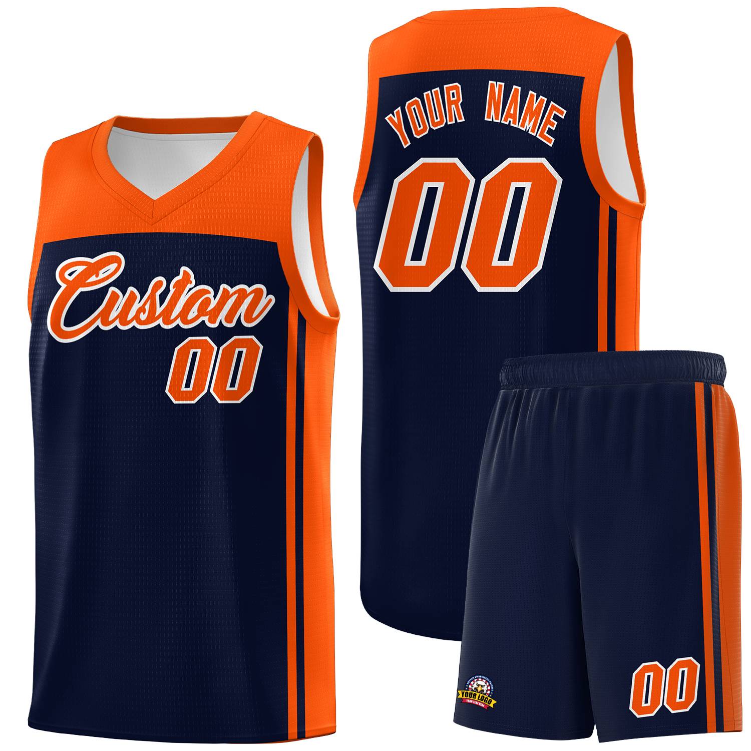 Custom Navy Orange Classic Sets Sports Uniform Basketball Jersey