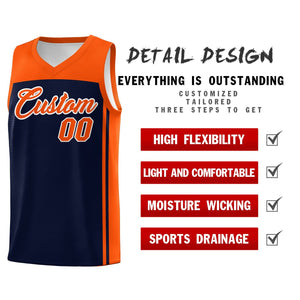 Custom Navy Orange Classic Sets Sports Uniform Basketball Jersey