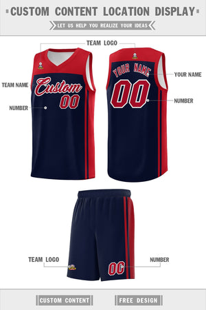 Custom Navy Red Classic Sets Sports Uniform Basketball Jersey