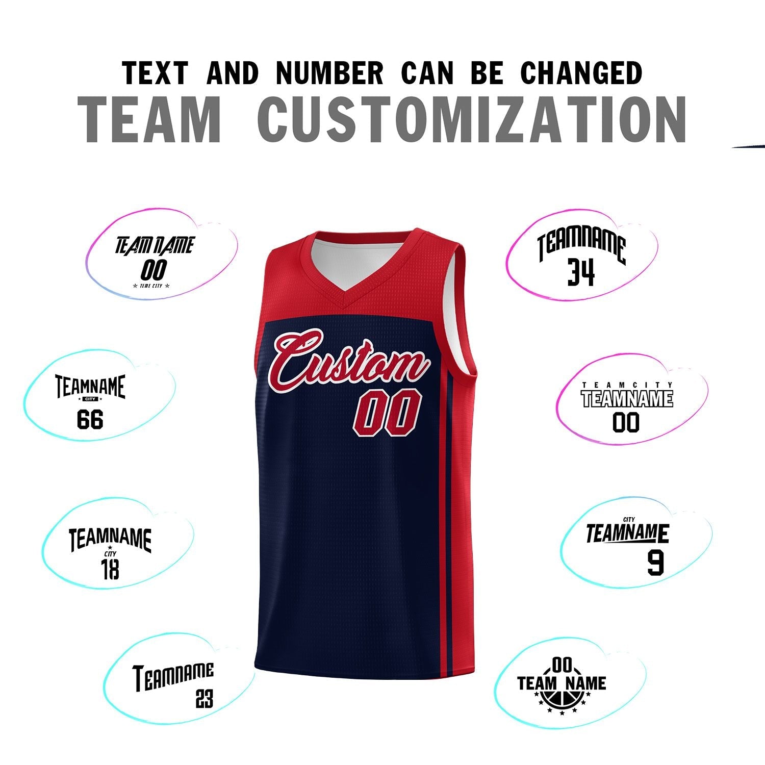 Custom Navy Red Classic Sets Sports Uniform Basketball Jersey