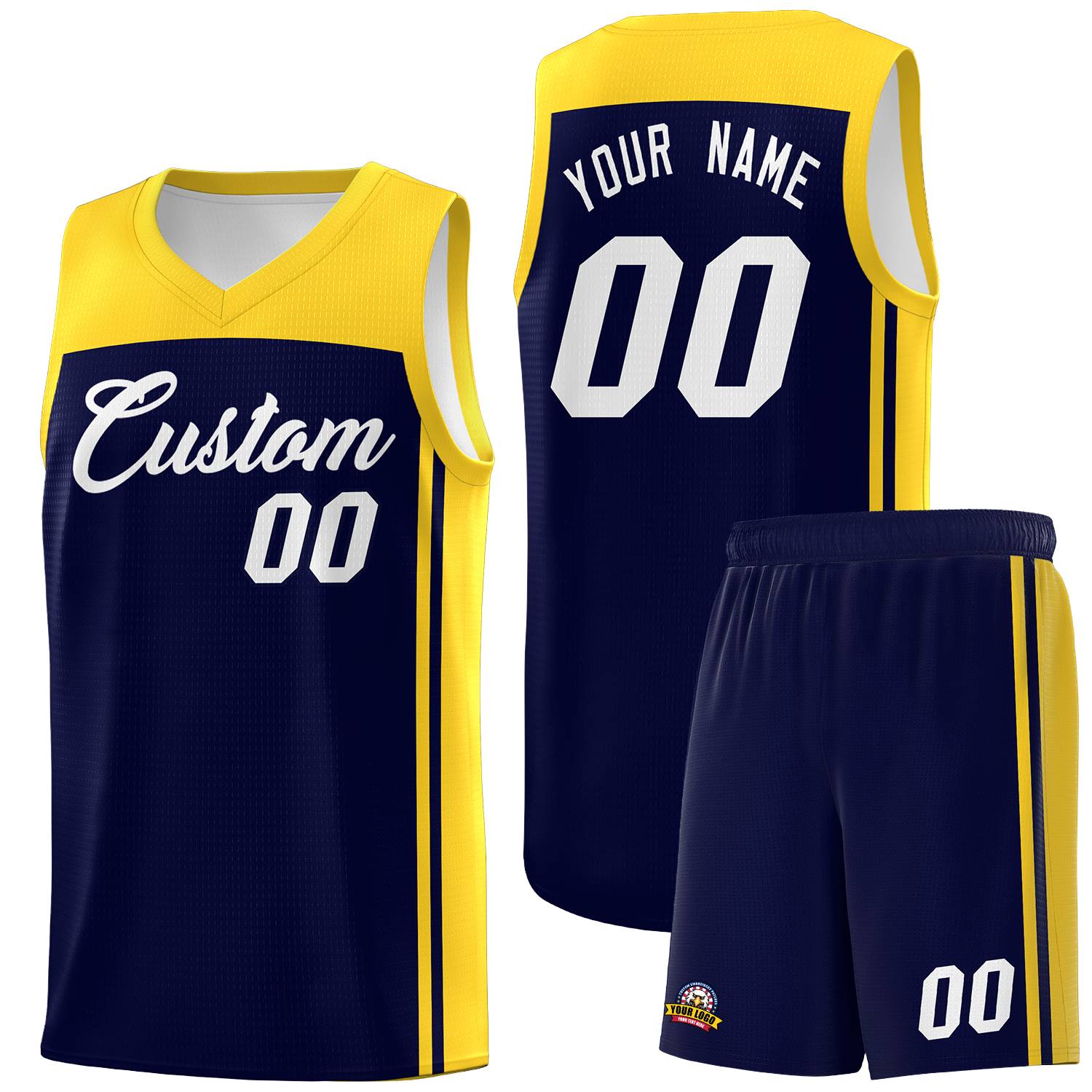 Custom Navy Gold Classic Sets Sports Uniform Basketball Jersey