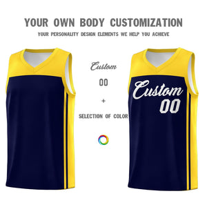 Custom Navy Gold Classic Sets Sports Uniform Basketball Jersey