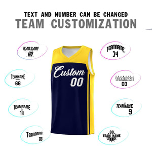 Custom Navy Gold Classic Sets Sports Uniform Basketball Jersey