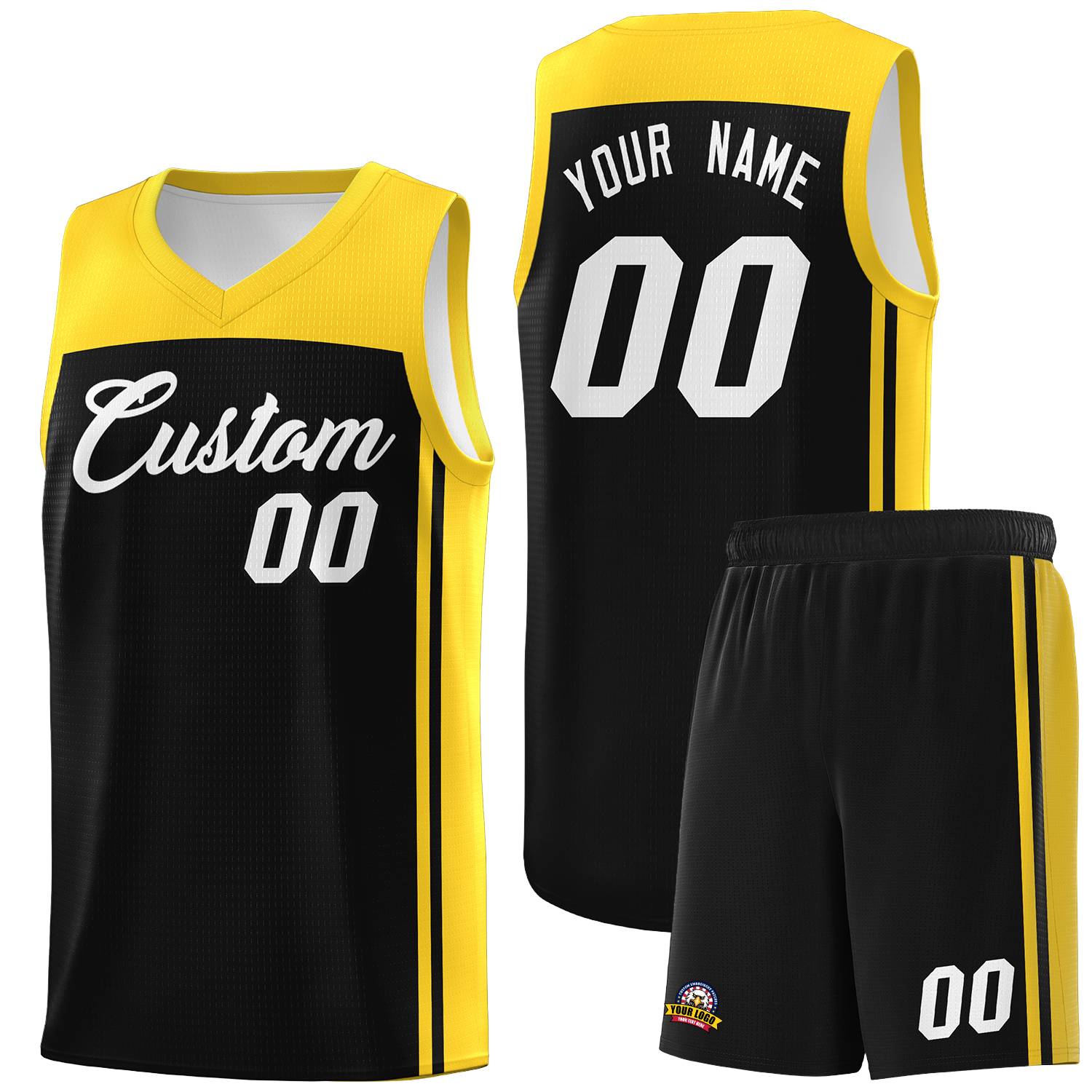 Custom Black Gold Classic Sets Sports Uniform Basketball Jersey