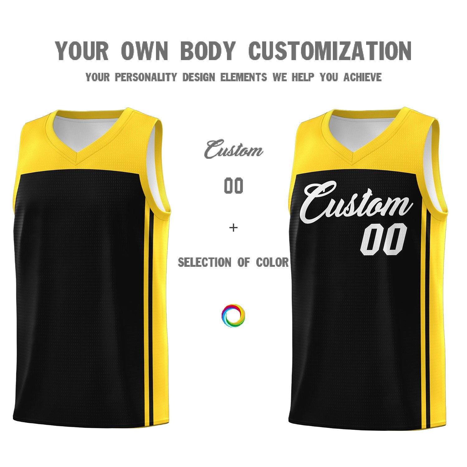 Custom Black Gold Classic Sets Sports Uniform Basketball Jersey