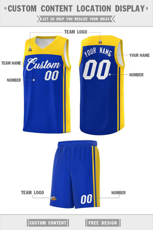 Custom Royal Gold Classic Sets Sports Uniform Basketball Jersey