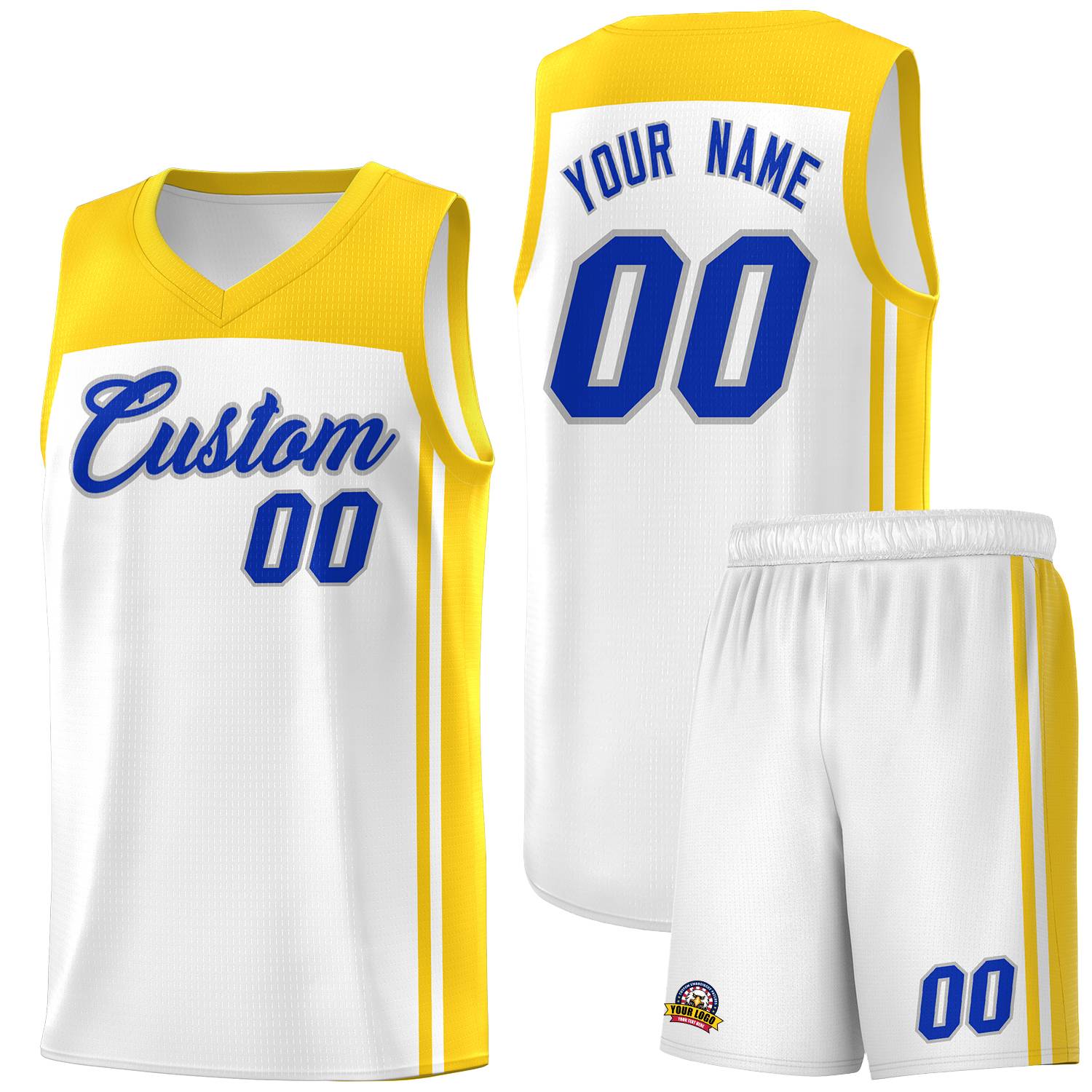 Custom White Gold Classic Sets Sports Uniform Basketball Jersey