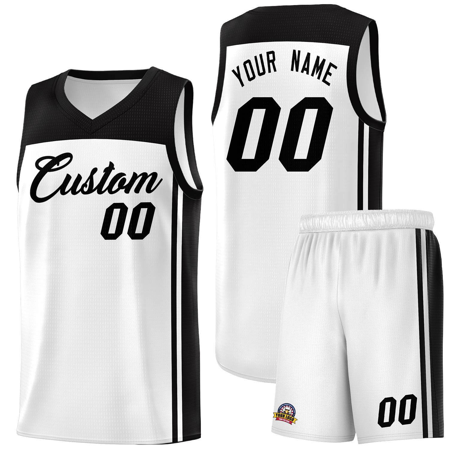 Custom White Black Classic Sets Sports Uniform Basketball Jersey