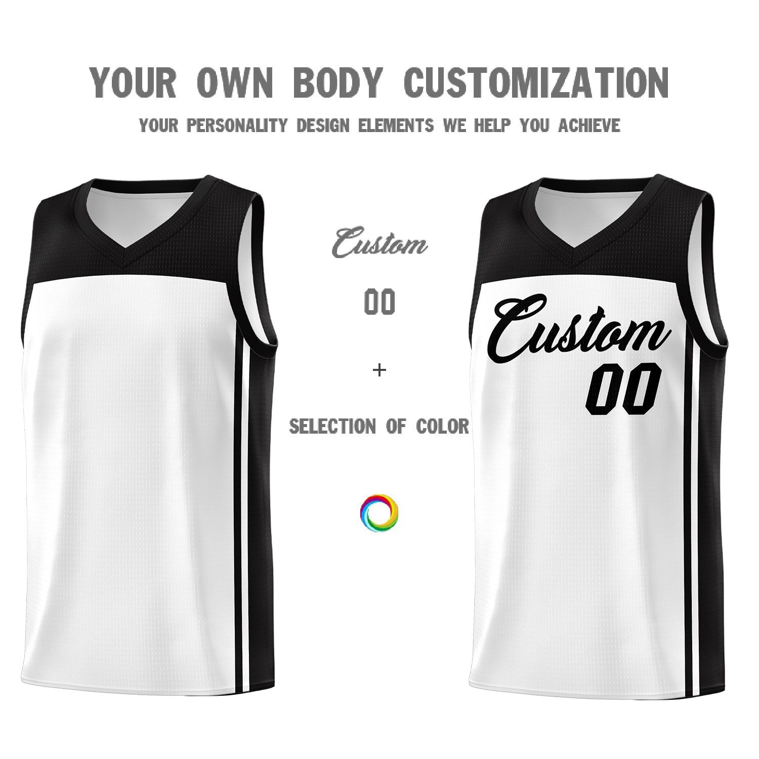 Custom White Black Classic Sets Sports Uniform Basketball Jersey