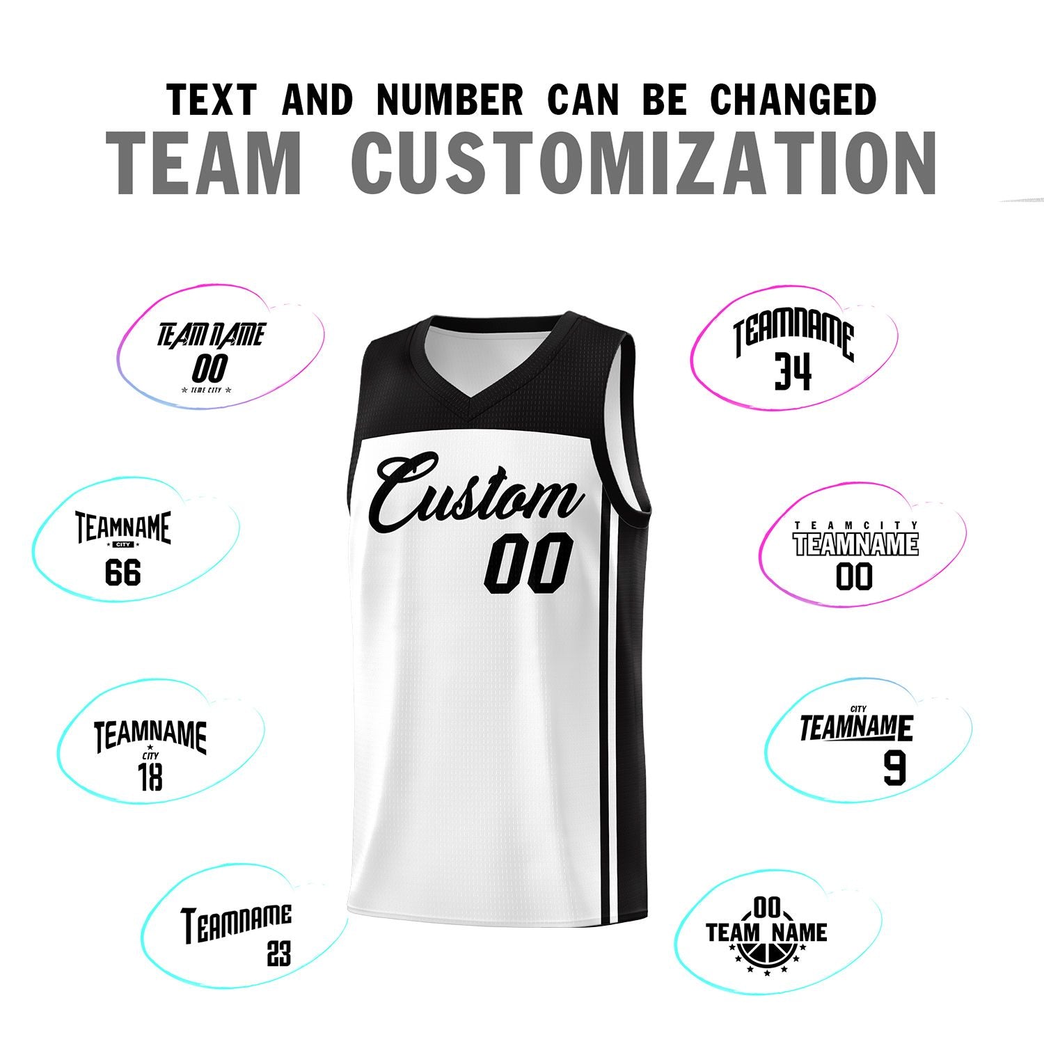 Custom White Black Classic Sets Sports Uniform Basketball Jersey