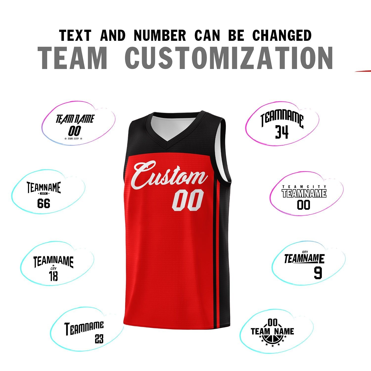 Custom Red Black Classic Sets Sports Uniform Basketball Jersey