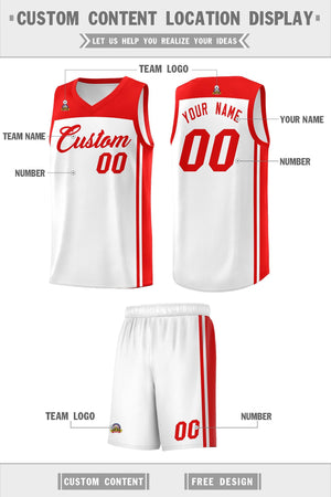 Custom White Red Classic Sets Sports Uniform Basketball Jersey