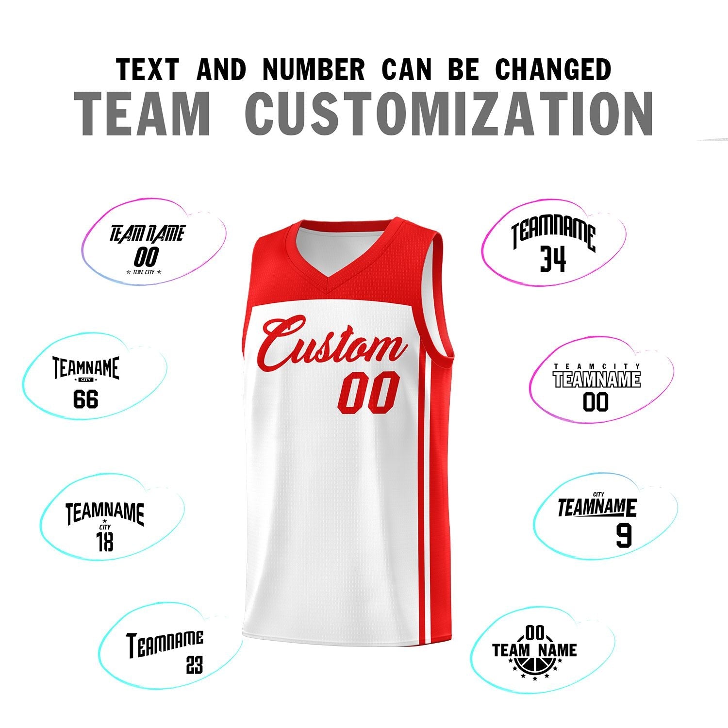 Custom White Red Classic Sets Sports Uniform Basketball Jersey